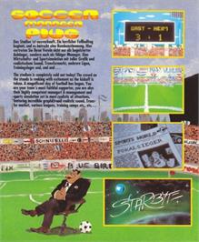 Box back cover for Soccer Manager Plus on the Commodore Amiga.